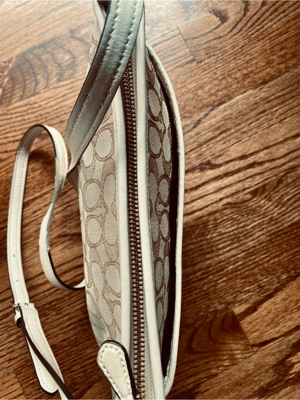Coach Beige Signature Jacquard Crossbody Bag